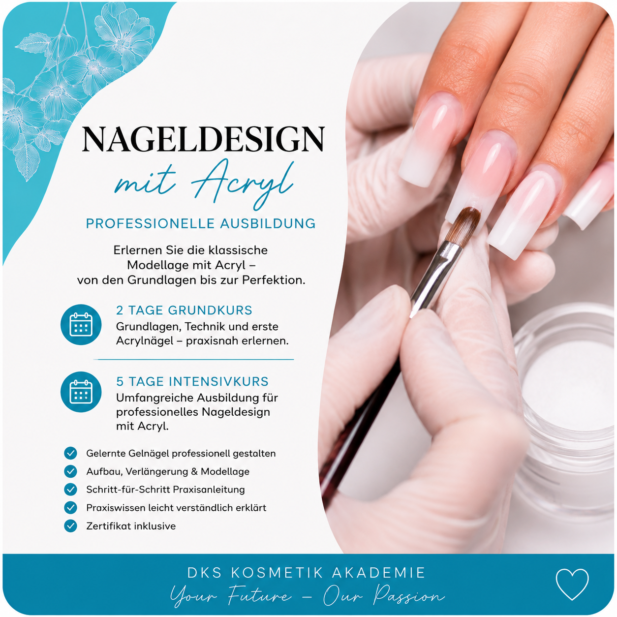 Nageldesign mit Acryl Nageldesign Ausbildung mit Acryl I DKS Kosmetikschule
